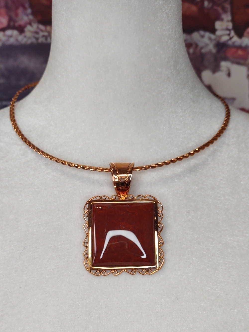 Jay King Copper/Red Moss Agate Necklace